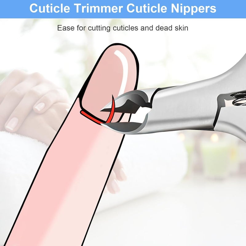 CGBE Cuticle Trimmer, Professional Cuticle Nippers Remover Tools, Non-slip Silicone Handle Cuticle Cutter Remover, Pedicure Manicure Tools for Fingernails and Toenails (White) - Image 3